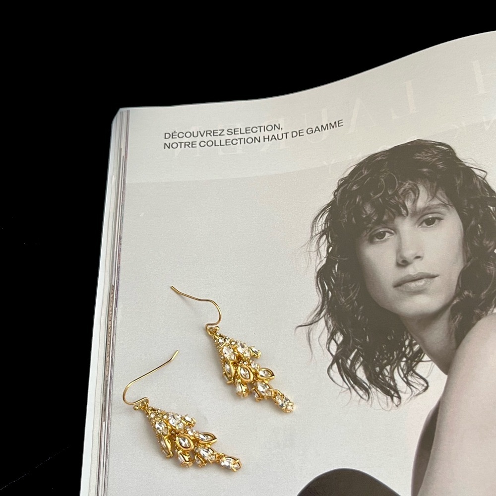 Signed Authentic Alexis Bittar Gold Crystal Earrings